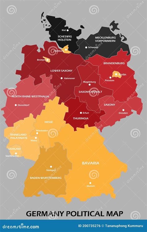 El Mapa Político De Alemania Divide Por Estado El Colorido Contorno