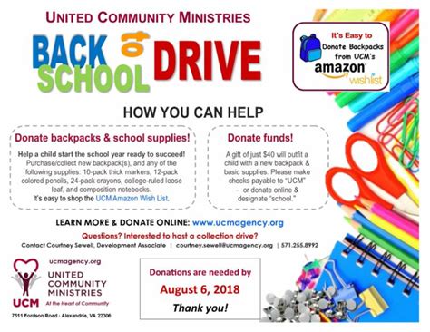 Help Kids Succeed Ucms Back To School Campaign Is Open For Donations