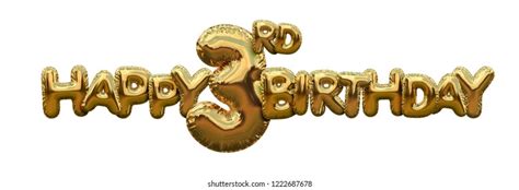 Happy 3rd Birthday Gold Foil Balloon Stock Illustration 1222687678