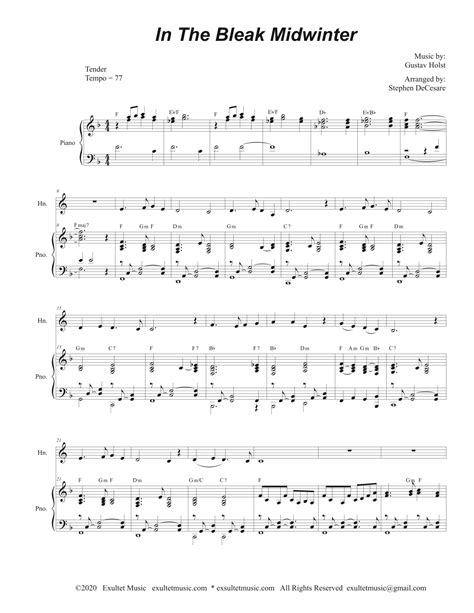 In The Bleak Midwinter French Horn Solo And Piano Arr Stephen Decesare By Stephen Decesare