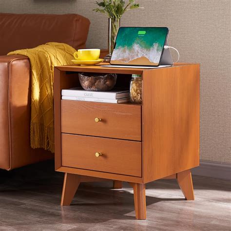 Amazon T Tream Nightstand With Charging Station Mid Century