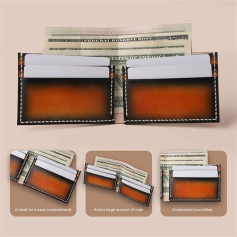 Blue Leather Bifold Wallet Mens - Patina Finish