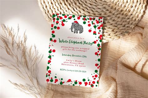 White Elephant Party Invitation Editable Template Digital Instant Download Etsy