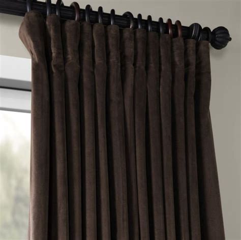 Pair Of Dark Chocolate Brown Velvet Curtains Bedroom Velvet Etsy