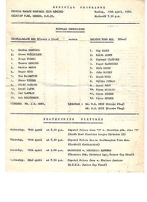 Crystal Palace V Swindon Town Reserves Programme 13 4 1970 EBay