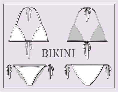 Bikini vector traje de baño vector moda plano boceto para adobe