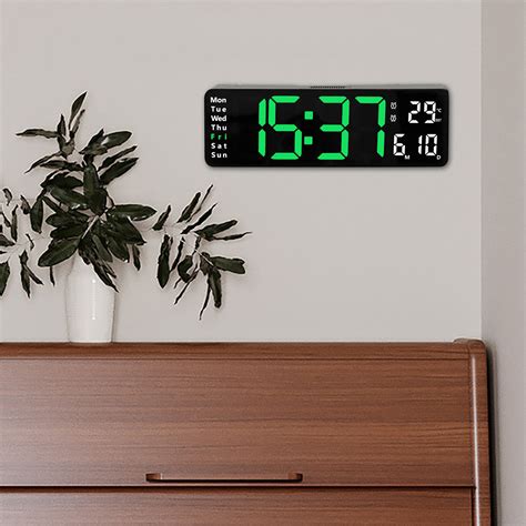 Large Led Digital Wall Clock Temperature Date Day Display Usb Remote Control