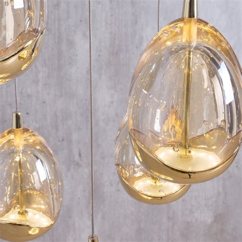 Visconte Bulla 5 Light Led Spiral Cluster Ceiling Pendant Light Gold