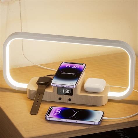 Lampe De Chevet Avec Chargeur Sans Fil Led Lampe De Bureau Tactile