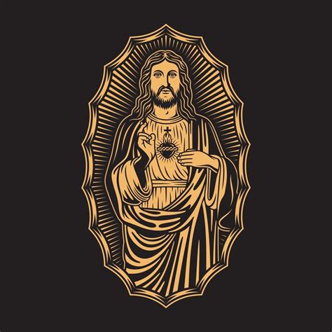 Gr Fico De Vector De Jesucristo En Negro Vector En Vecteezy