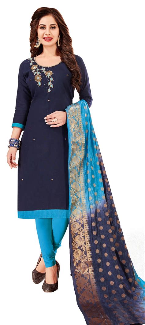 1547677 Casual Blue Color Cotton Fabric Salwar Kameez