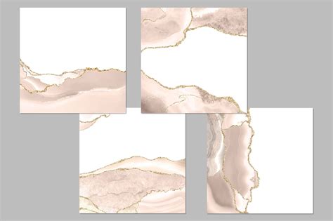 Ivory And Gold Agate Borders Digital Watercolor Cream Geode Etsy