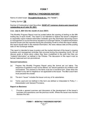 Fillable Online CSE Form 7 Monthly Progress Report June 2021 Fax