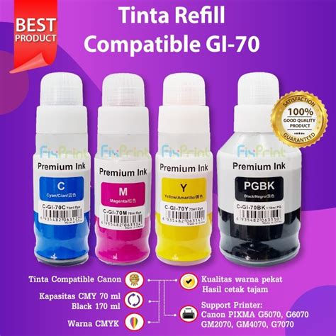 Tinta Canon Gi Gi Gi Ink Compatible Black Cyan Magenta Yellow