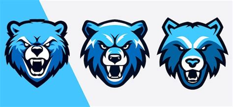 Premium Vector Set Of Blue Bear Logo Mascots Esport And Sport Designs For Stickers Tshirts Vector