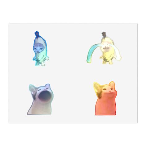 Tiktok Cat Meme Stickers Banana Cat, Crying Banana Cat, Pop Cat tiktok