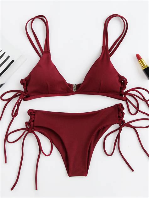 Tie Side Strappy Bikini Set Shein Sheinside