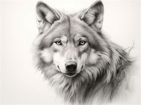 Premium Photo | Detailed and realistic wolf drawing majestic predator ...