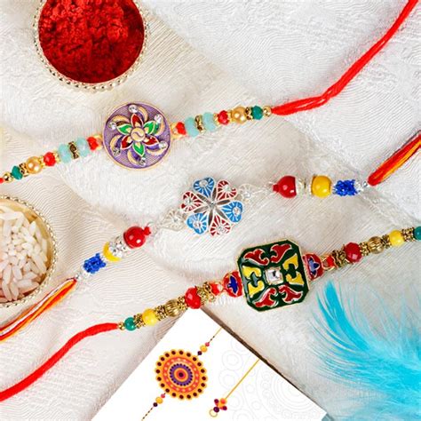 Send Amazingthree Beautiful Rakhi Set Online