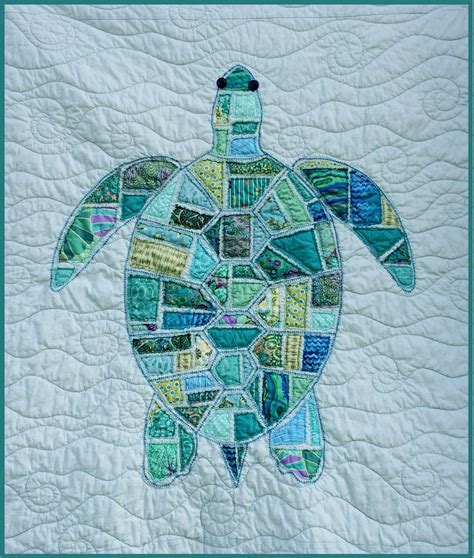 Turtle Quilt Pattern Raw Edge Applique Sea Turtle Quilt Pattern Etsy