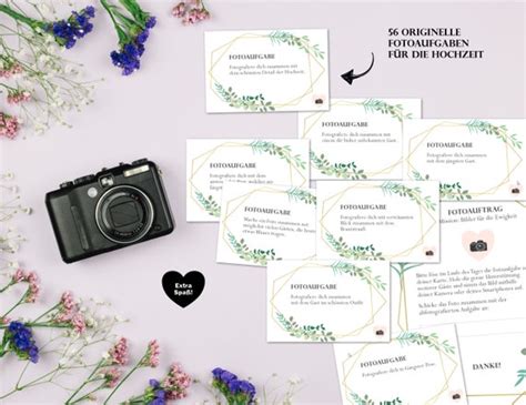 Fotoaufgaben Zur Hochzeit Bunt St Ck Blanko Als Pdf Zum Etsy