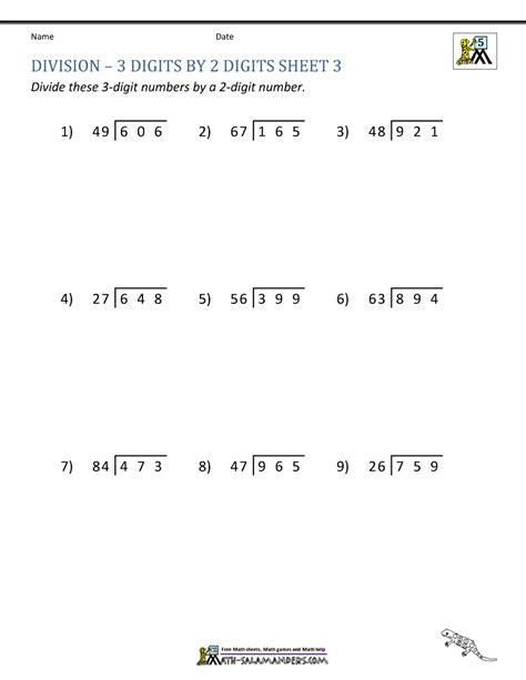 Long Division Math Worksheets Division Grade Long Worksheets