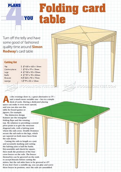 Folding Card Table Plans • WoodArchivist