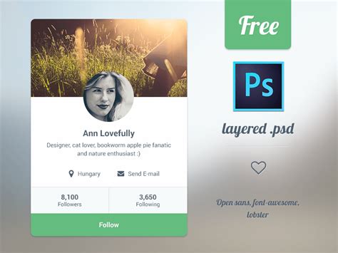 Profile Card Psd