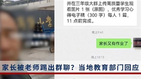 学生父亲说“家长又有作业了”被踢出群聊，当地教育部门已介入新浪新闻