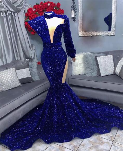 High Neck Prom Dresses Sparkly Glitter Prom Dresses Abendkleider 2023