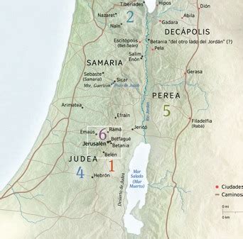 Mapa de los lugares donde Jesús vivió y enseñó La vida de Jesús