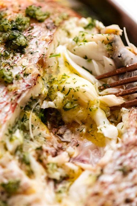 Whole Baked Fish - Snapper with Garlic & Dill Butter Sauce | RecipeTin Eats