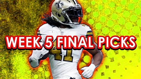 Nfl Draftkings Picks Fanduel Picks Week 5 Final Look Youtube