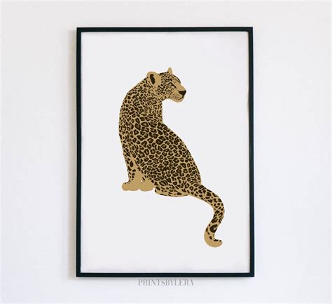 Minimalist Leopard Wall Decor Art Print Tropical Jungle Simplistic Home