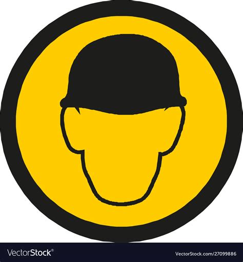 Warning Sign Wear Safety Helmet Royalty Free Vector Image