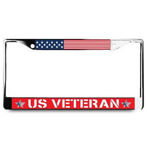 US Veteran License Plate Frame with American Flag