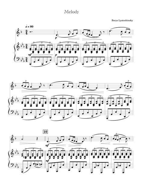 Melody Sheet Music Maksym Potseluiev Instrumental Duet And Piano