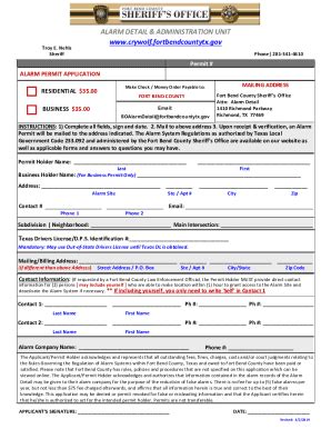 Form Tx Alarm Permit Application Fort Bend County Fill