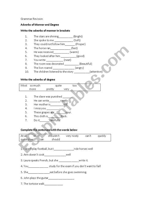 Grammar Revision For 1er Eso Esl Worksheet By Apardos