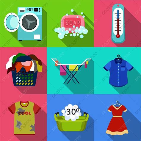 Flat Character Set Vector Hd Images Laundry Icon Set Flat Vector