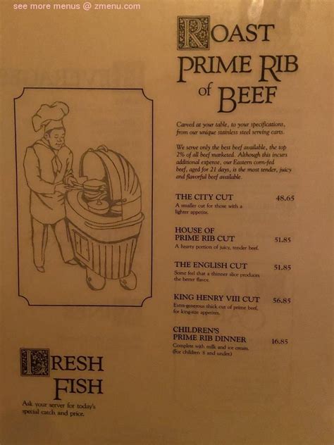 Online Menu of House of Prime Rib Restaurant, San Francisco, California ...