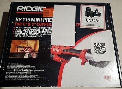 Ridgid RP115 72553 Mini Press Tool Kit W Battery And ProPress Jaws