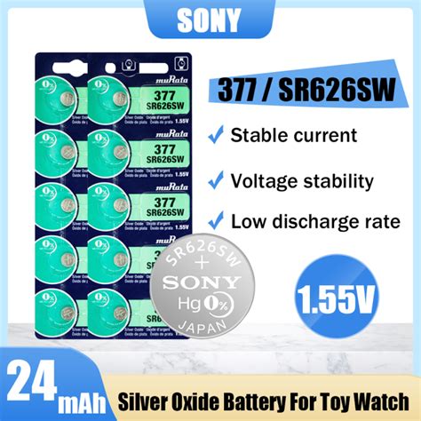 Original SONY 377 377A SR626SW Button Cell For Watch Toy Car Key Camera