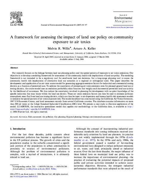 Pdf A Framework For Assessing The Impact Of Land Use Policy On