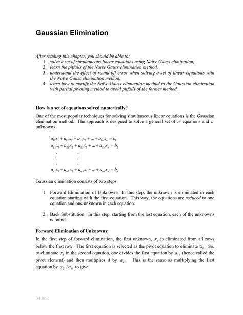 Solution Naive Gauss Elimination And Partial Pivot Notes With Examples