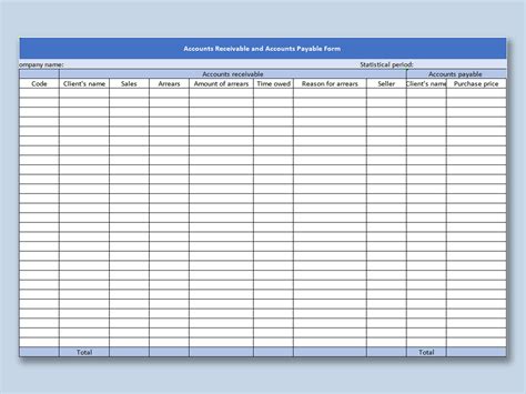 EXCEL Of Blue Accounts Receivable And Accounts Payable Form Xlsx WPS