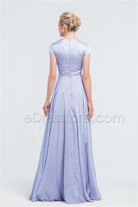 Modest Periwinkle Satin Bridesmaid Dresses Edresstore