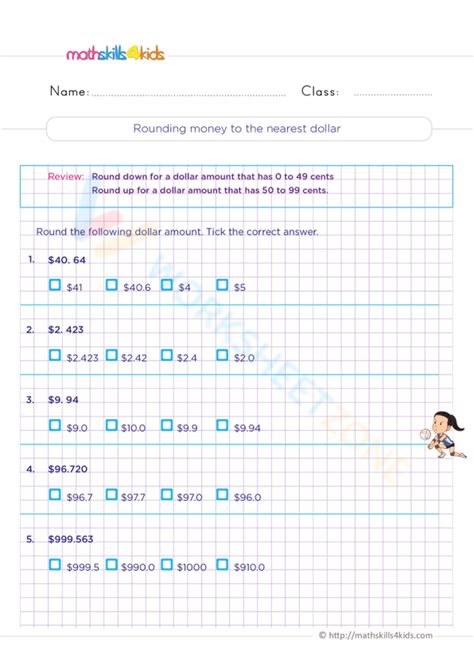 Rounding Money To The Nearest Dollar Worksheet