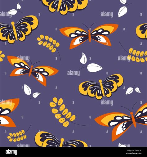 Wild Insects Butterflies And Flower Branches Stock Vector Image Art