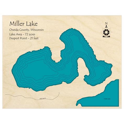 Miller Lake 3d Custom Wood Map Lake Art Llc